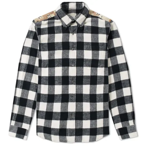 SOPHNET. Flannel Check & Camo B.D Shirt