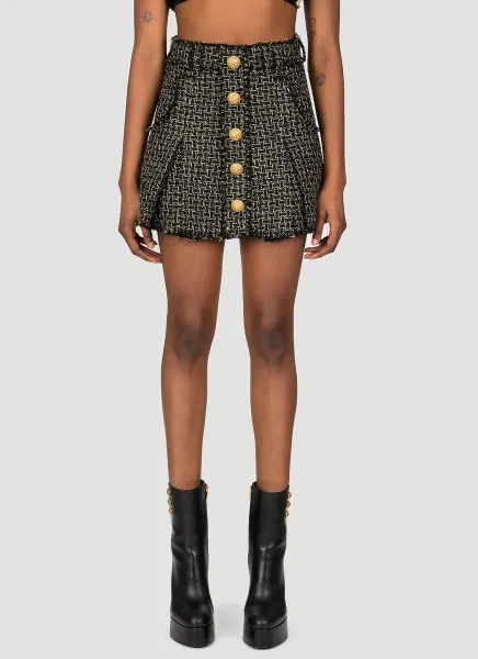 Tweed Pleated Mini Skirt