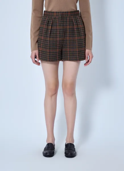 Max Mara Pleated Check Shorts