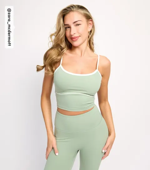 Rise Women's by Zara McDermott Green Contrast Trim Crop Top