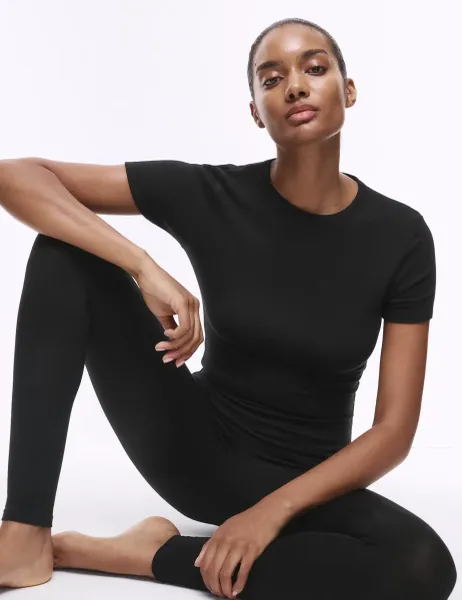 Marks & Spencer Heatgen Medium Short Sleeve Thermal Top Black