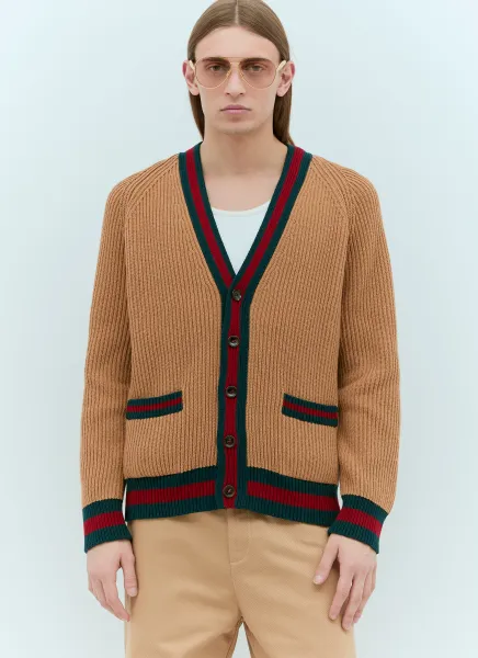 Wool Knit Web Cardigan