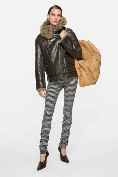 Leather shearling jacket