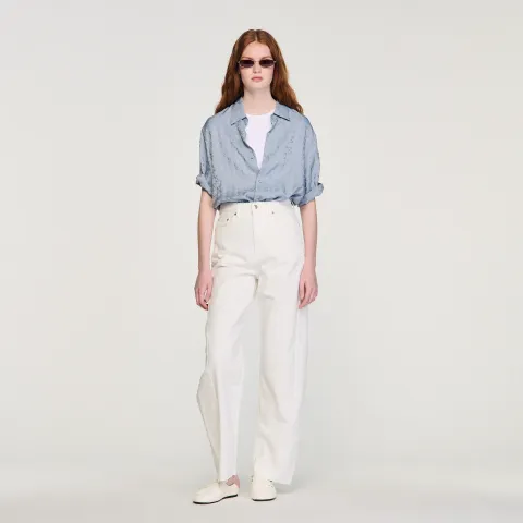 SANDRO Square Cross loose-fit shirt