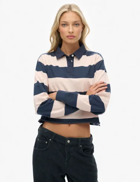 Superdry & Co Pure Cotton Striped Rugby Top Navy Mix