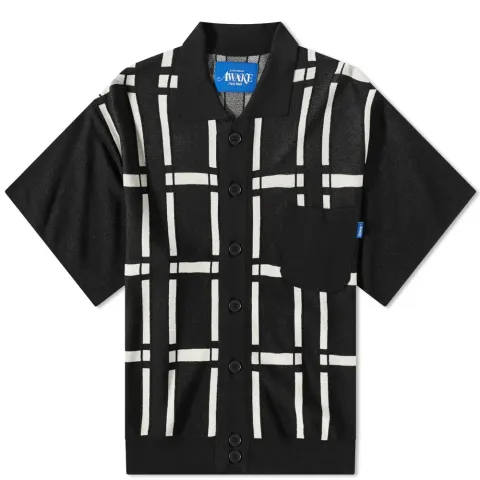 Windowpane Short Sleeve Cardigan