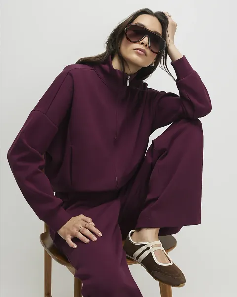 River Island Zip Up Interlock Bomber Jacket