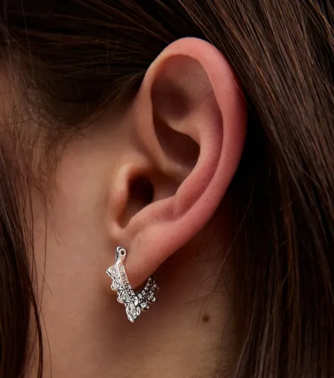 New Look Silver Tone Embellished Triangle Earrings