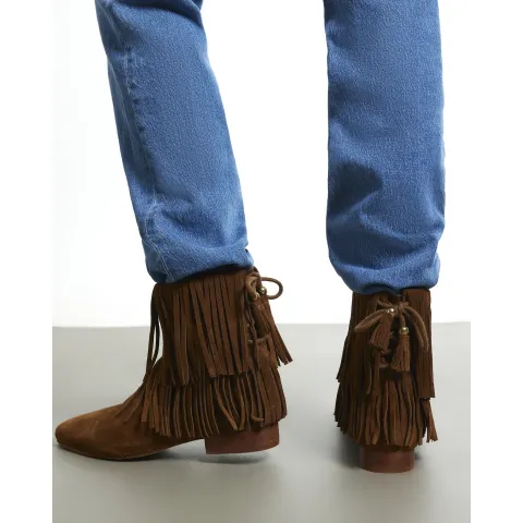 River Island Suede Tassel Block Heel Boots