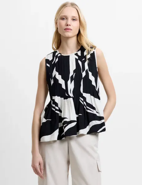 French Connection Printed Top Black Mix