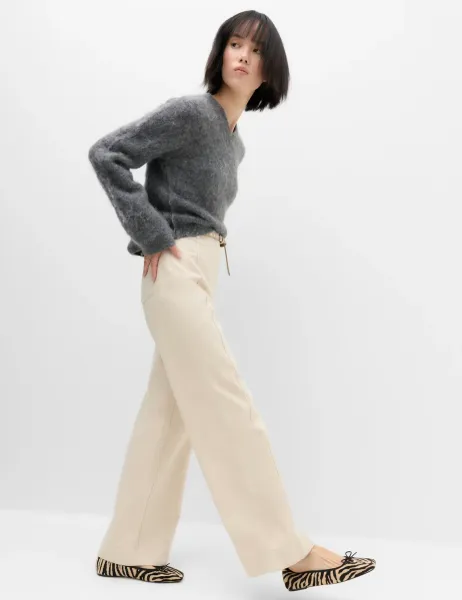 Marks & Spencer Pure Cotton Wide Leg Trousers Oatmeal