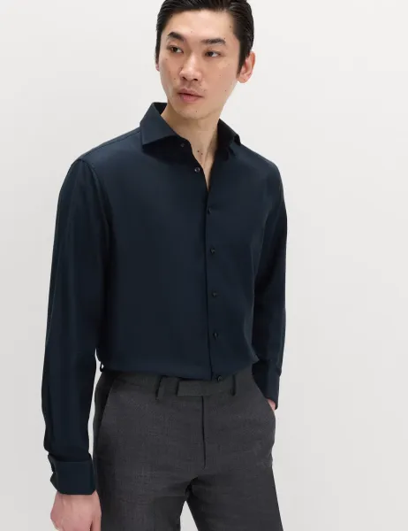 M&S SARTORIAL Regular Fit Luxury Cotton Double Cuff Twill Shirt Navy
