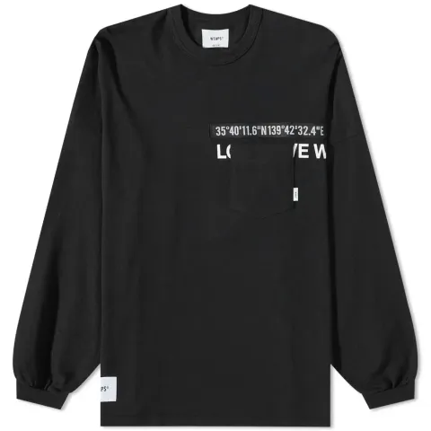 Long Sleeve WTUBE Print Pocket T-Shirt