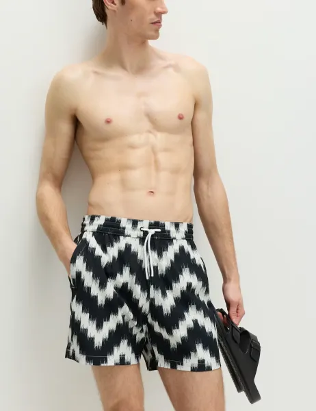 Marks & Spencer Quick Dry Textured Printed Swim Shorts Black Mix