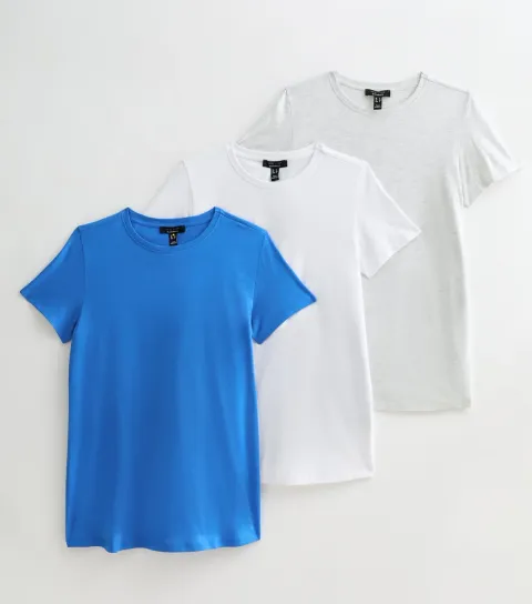 New Look Women's Maternity Pack of 3 Blue Crew Neck T-Shirts