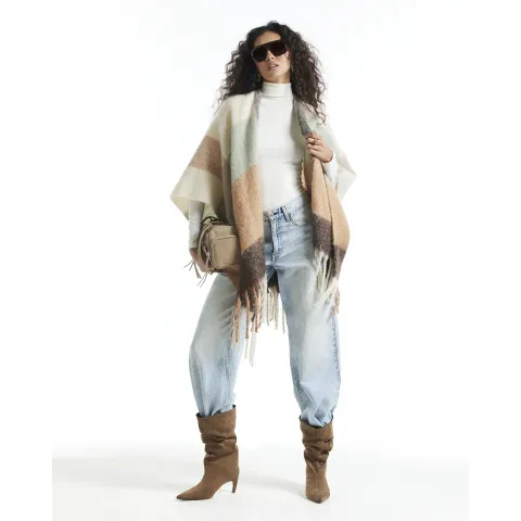 River Island Check Knit Scarf Cape