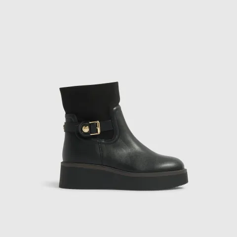 River Island Buckle Wedge Ankle Boots