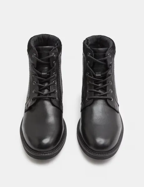 Marks & Spencer Leather Lace Up Shock Resistant Casual Boots Black