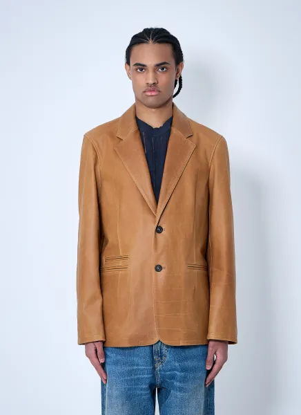 Leather Openning Blazer
