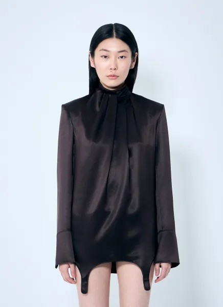 Twist-Neck Garter Blouse