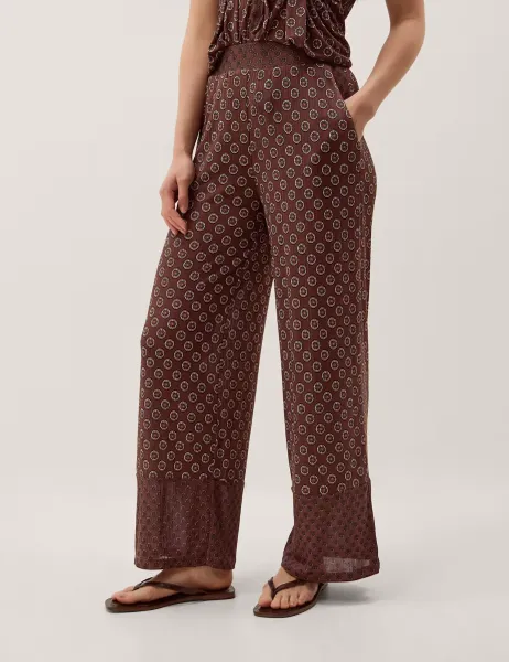 Monsoon Magdalena Geometric Jersey Trousers Chocolate