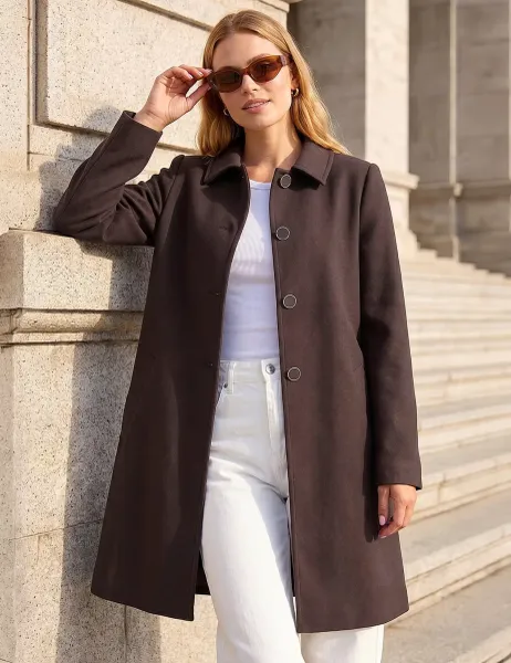 Roman Tailored Swing Coat Chocolate