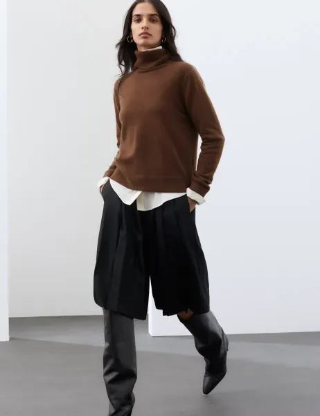 Autograph Pure Cashmere Roll Neck Jumper Conker