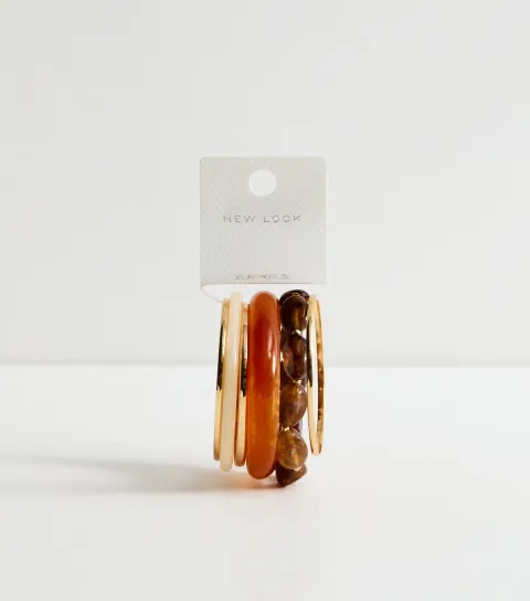 Pack of 6 Brown Resin Bangles and Bracelets