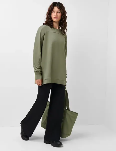 Sweaty Betty Round Neck Seamless Top Dark Khaki