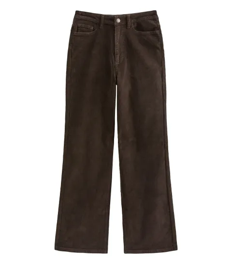 Women's Dark Brown Cotton Rich Corduroy Adalae Wide Leg Jeans