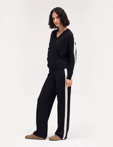 Chinti & Parker Striped Straight Leg Trousers with Wool