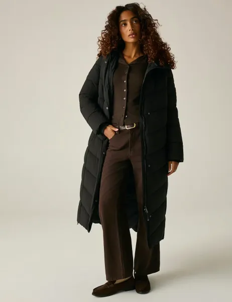 Regatta Eloria Hooded Longline Puffer Coat Black