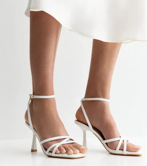 Women's White Faux Leather Strappy Sandals Vegan