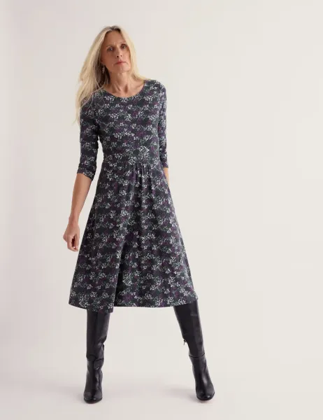 Seasalt Cornwall Cotton Rich Floral Midaxi Dress Navy Mix