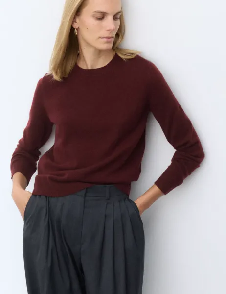 Autograph Pure Cashmere Crew Neck Jumper Dark Burgundy