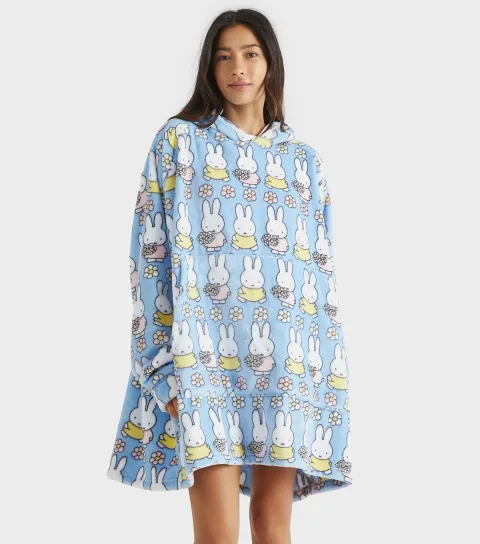 Women's Blue Miffy Flower Blanket Hoodie