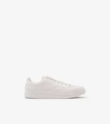 Embossed Check Leather Set Sneakers in Porcelain white