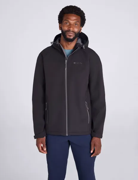 Mountain Warehouse Water-Resistant Hooded Softshell Jacket Black