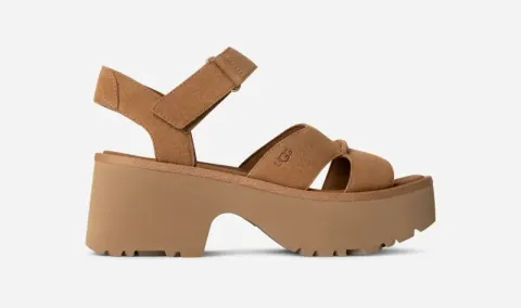 New Heights Ankle Strap Sandal, Suede/Polyester