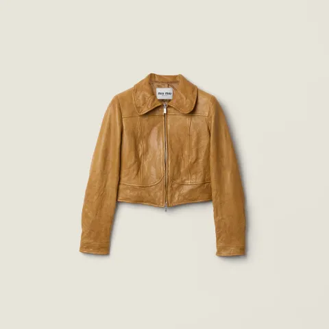 Leather blouson jacket