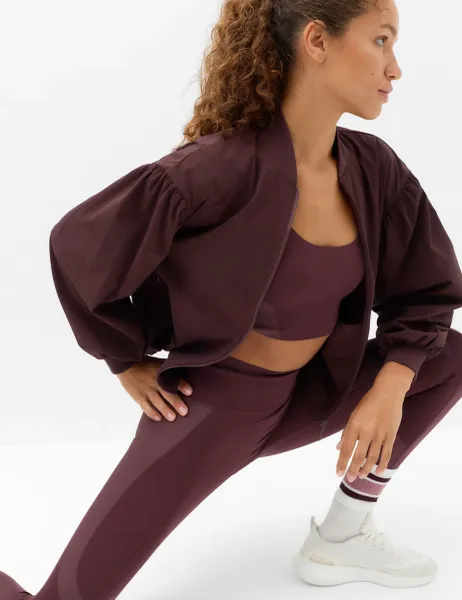 Goodmove Woven Stormwear Bomber Jacket with Stretch Mulberry
