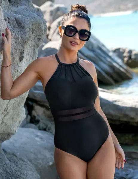 Pour Moi Beach Bound High Neck Swimsuit Black