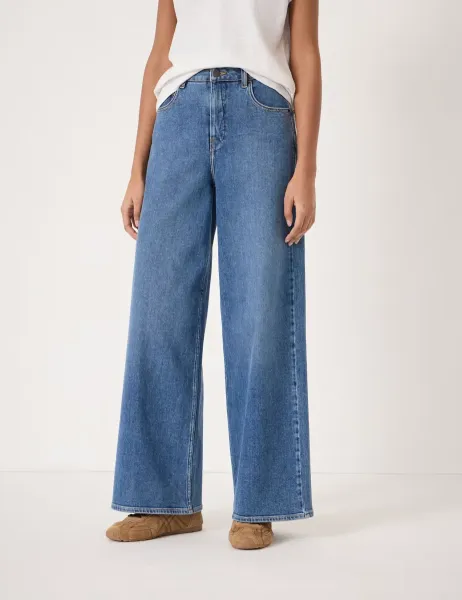 HUSH High Waisted Wide Leg Jeans Blue Denim