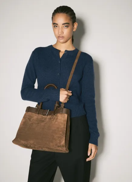 Large Suede Buckle Bag