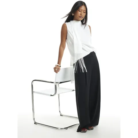 River Island Petite Crepe Wide Leg Trousers