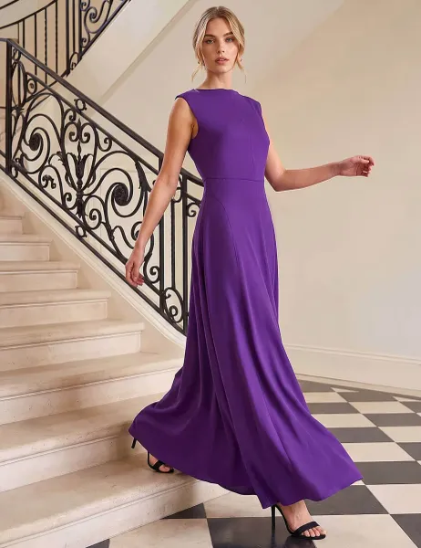 Roman Fit and Flare Dress Purple