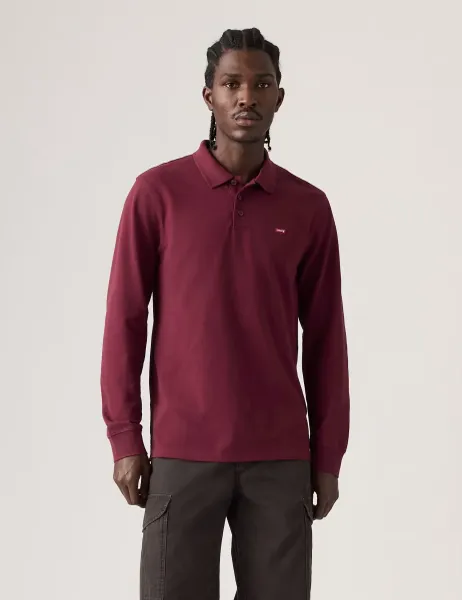 Levi's Levi's Pure Cotton Long Sleeve Polo Shirt Burgundy