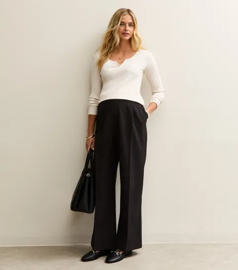 Women's Maternity Black Wide Leg Trousers