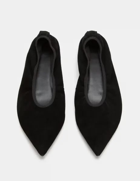 Marks & Spencer Suede Flat Pointed Toe Ballet Pumps Black