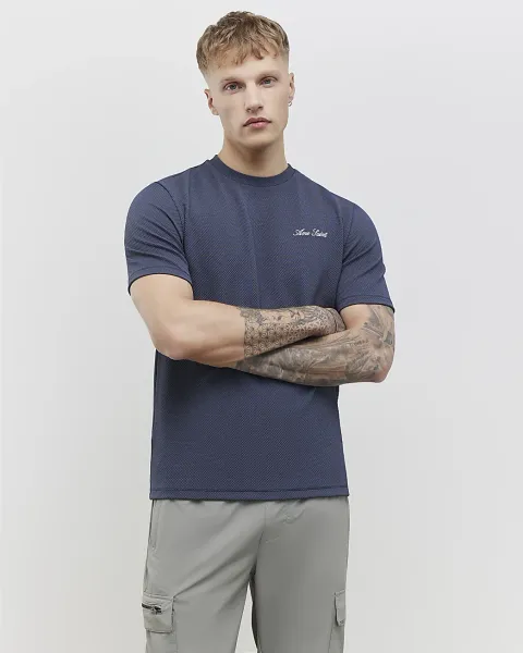 River Island Slim Fit Textured Crew Neck T-Shirt